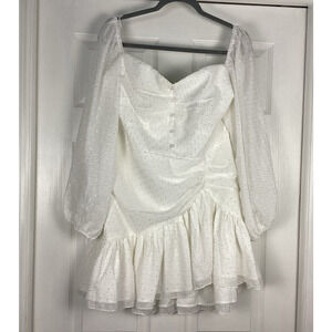 Two Sisters The Label Off White Mini Dress Bridal Ruffle Sleeve Coquette NWT 12